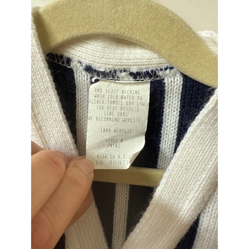 Vintage Knit Vest Striped Preppy Sweater USA Crossed Clubs 18 Months Nautical - Picture 5 of 5